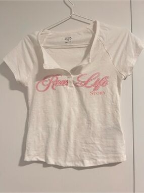 Cotton On White Short Sleeve Henley Tee